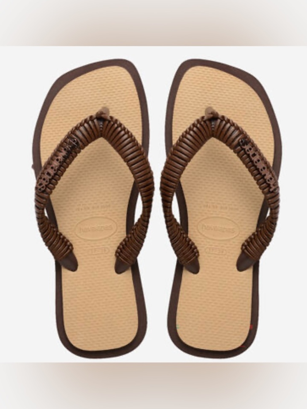 Havaianas Women's Brown Braided Strap Tan Footbed Flip Flops